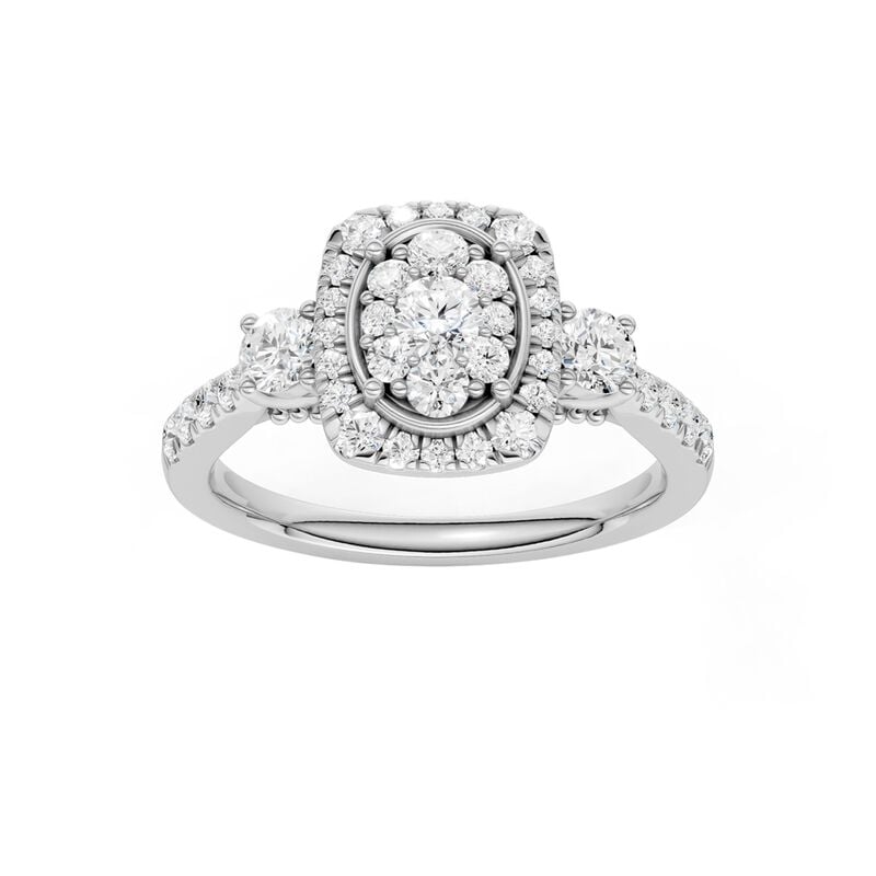 Diamond Oval Cluster Halo Cocktail Ring in 10k White Gold image number null